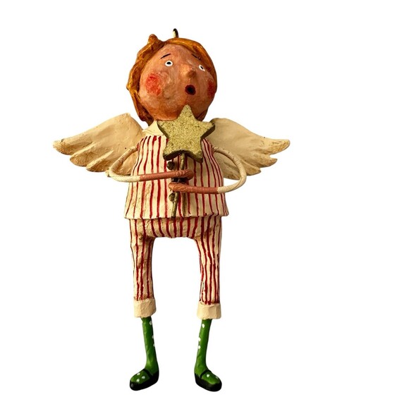 Lori Mitchell Babes in Toyland Boy Angel Holding a Star Folk Art - Picture 1 of 8
